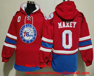 Men's Philadelphia 76ers #0 Tyrese Maxey NEW Red Pocket Stitched NBA Pullover Hoodie