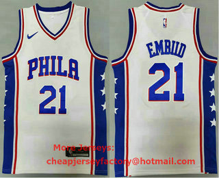 Men's Philadelphia 76ers #21 Joel Embiid White 2021 Nike Swingman Stitched NBA Jersey