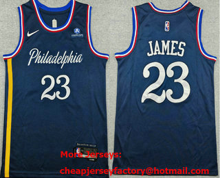 Men's Philadelphia 76ers #23 LeBron James Navy 2025 City Sponsor Swingman Jersey