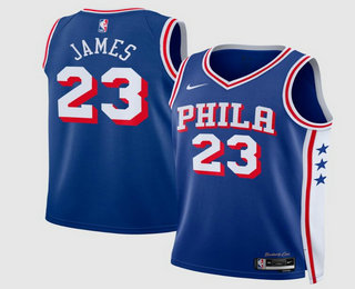 Men's Philadelphia 76ers #23 LeBron James Royal 2026 Icon Edition Stitched Jersey