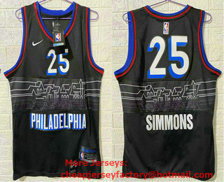 Men's Philadelphia 76ers #25 Ben Simmons NEW Black Nike 2021 Swingman City Edition Jersey