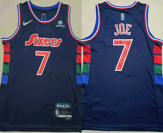 Men's Philadelphia 76ers #7 Isaiah Joe Blue Nike Diamond 2022 City Edition Swingman Stitched Jersey With Sponsor