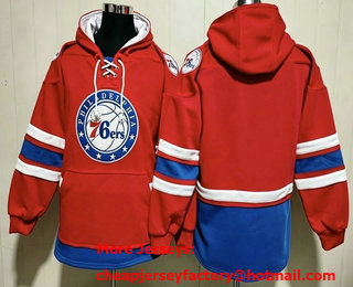 Men's Philadelphia 76ers Blank NEW Red Pocket Stitched NBA Pullover Hoodie