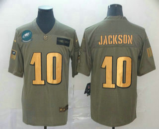 Men's Philadelphia Eagles #10 DeSean Jackson Olive Gold 2019 Salute To Service Stitched NFL Nike Limited Jersey