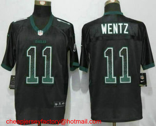 Men's Philadelphia Eagles #11 Carson Wentz Black Drift Stitched NFL Nike Fashion Jersey