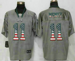 Men's Philadelphia Eagles #11 Carson Wentz Gray Flag Fashion NFL Nike Elite Jersey