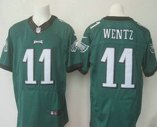 Men's Philadelphia Eagles #11 Carson Wentz Green Team Color NFL Nike Elite Jersey