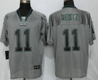 Men's Philadelphia Eagles #11 Carson Wentz Lights Out Gray NFL Nike Elite Jersey