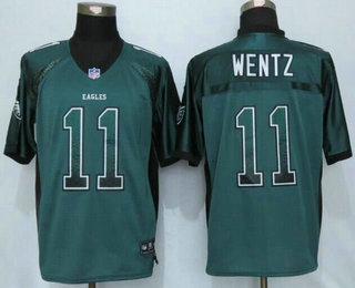 Men's Philadelphia Eagles #11 Carson Wentz Nike Drift Fashion Green Elite Jersey
