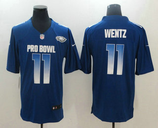 Men's Philadelphia Eagles #11 Carson Wentz Royal Blue 2019 Pro Bowl Stitched NFL Nike Game Jersey