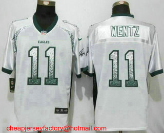 Men's Philadelphia Eagles #11 Carson Wentz White Drift Stitched NFL Nike Fashion Jersey