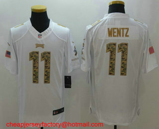 Men's Philadelphia Eagles #11 Carson Wentz White Salute To Service Stitched NFL Nike Limited Jersey