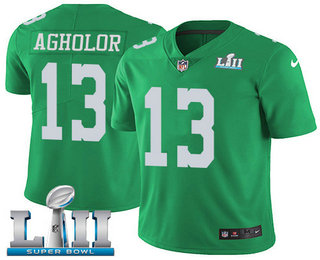 Men's Philadelphia Eagles #13 Nelson Agholor Light Green 2018 Super Bowl LII Patch Vapor Untouchable Stitched NFL Nike Limited Jersey