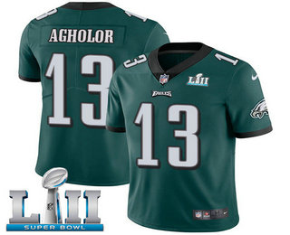 Men's Philadelphia Eagles #13 Nelson Agholor Midnight Green 2018 Super Bowl LII Patch Vapor Untouchable Stitched NFL Nike Limited Jersey
