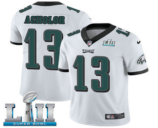 Men's Philadelphia Eagles #13 Nelson Agholor White 2018 Super Bowl LII Patch Vapor Untouchable Stitched NFL Nike Limited Jersey