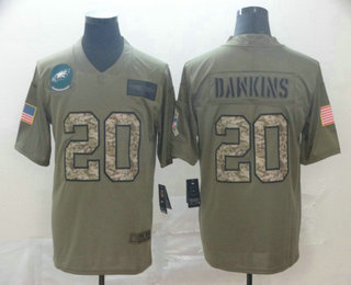 Men's Philadelphia Eagles #20 Brian Dawkins Olive Camo 2019 Salute To Service Stitched NFL Nike Limited Jersey