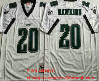 Men's Philadelphia Eagles #20 Brian Dawkins White Throwback Jersey