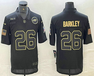 Men's Philadelphia Eagles #26 Saquon Barkley Black 2020 Salute To Service Stitched NFL Nike Limited Jersey