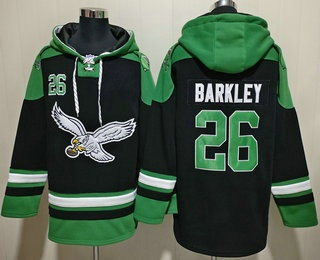 Men's Philadelphia Eagles #26 Saquon Barkley Black Ageless Must Have Lace Up Pullover Hoodie