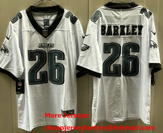 Men's Philadelphia Eagles #26 Saquon Barkley Limited White Vapor Jersey