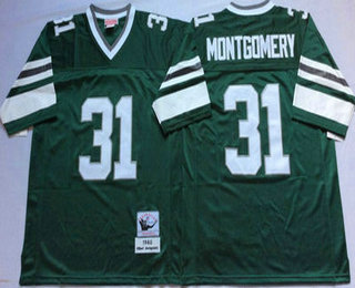 Men's Philadelphia Eagles #31 Wilbert Montgomery Midnight Green Throwback Jersey by Mitchell & Ness