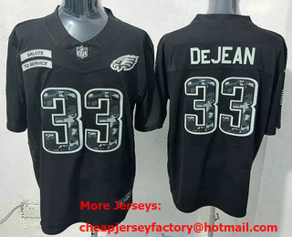 Men's Philadelphia Eagles #33 Cooper DeJean Limited Black FUSE 2026 Salute To Service Jersey