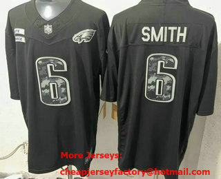 Men's Philadelphia Eagles #6 DeVonta Smith Limited Black FUSE 2026 Salute To Service Jersey