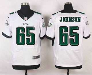 Men's Philadelphia Eagles #65 Lane Johnson White Road NFL Nike Elite Jersey