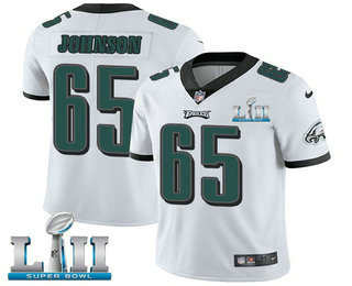 Men's Philadelphia Eagles #65 Lane Johnson White Super Bowl LII Champions Men's Stitched NFL Vapor Untouchable Limited Jersey