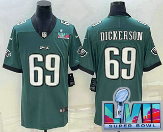 Men's Philadelphia Eagles #69 Landon Dickerson Green Super Bowl LVII Patch Vapor Untouchable Limited Stitched Jersey