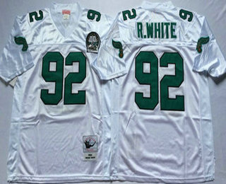 Men's Philadelphia Eagles #92 Reggie White White Throwback 99TH Jersey by Mitchell & Ness