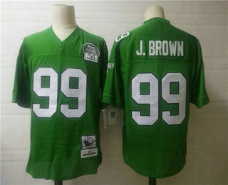 Men's Philadelphia Eagles #99 Jerome Brown Light Green Throwback 99TH Jersey by Mitchell & Ness