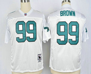 Men's Philadelphia Eagles #99 Jerome Brown White Throwback Jersey by Mitchell & Ness