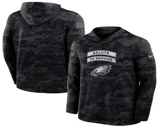Men's Philadelphia Eagles Black 2026 Salute to Service Sideline Lightweight Hoodie Long Sleeve Top