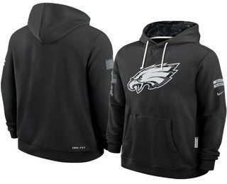 Men's Philadelphia Eagles Black 2026 Salute to Service Sideline Pullover Hoodie