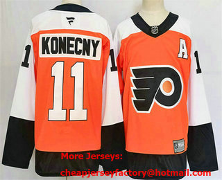 Men's Philadelphia Flyers #11 Travis Konecny Orange 2024 Stitched Jersey
