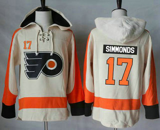 Men's Philadelphia Flyers #17 Wayne Simmonds Cream Sawyer Hooded Sweatshirt Stitched NHL Jersey