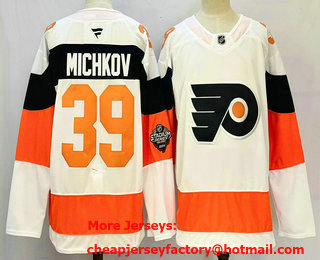 Men's Philadelphia Flyers #39 Matvei Michkov White 2024 Stadium Series Stitched Authentic Jersey