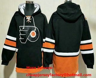 Men's Philadelphia Flyers Blank Black Ageless Must Have Lace Up Pullover Hoodie