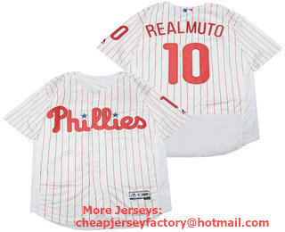 Men's Philadelphia Phillies #10 J.T. Realmuto White Stitched MLB Flex Base Jersey