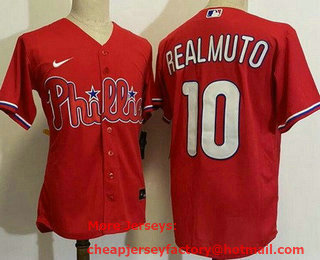 Men's Philadelphia Phillies #10 JT Realmuto Red Cool Base Jersey