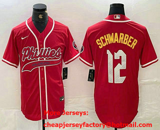 Men's Philadelphia Phillies #12 Kyle Schwarber Red 2024 City Connect Limited Stitched Jersey