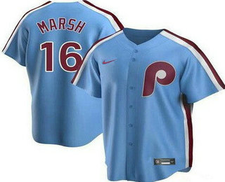 Men's Philadelphia Phillies #16 Brandon Marsh Light Blue Cool Base Jersey