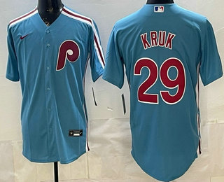 Men's Philadelphia Phillies #29 John Kruk Light Blue Cool Base Jersey