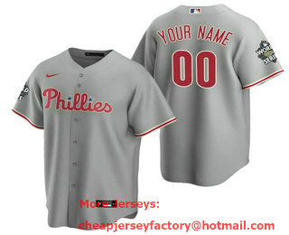 Men's Philadelphia Phillies Active Player Custom Grey 2022 World Series Cool Base Stitched Baseball Jersey