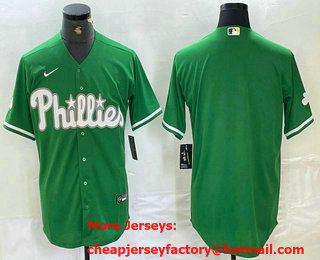 Men's Philadelphia Phillies Blank Green Celtic Stitched Cool Base Nike Jersey