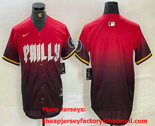 Men's Philadelphia Phillies Blank Red Black 2024 City Connect Limited Stitched Jersey