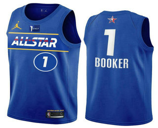 Men's Phoenix Suns #1 Devin Booker Blue 2021 All-Star Eastern Conference Stitched NBA Jersey