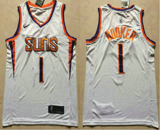 Men's Phoenix Suns #1 Devin Booker White 2020 Nike Swingman Stitched NBA Jersey With The Sponsor Logo