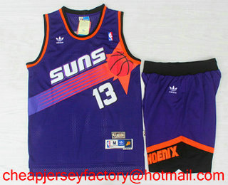 Men's Phoenix Suns #13 Steve Nash Purple Hardwood Classics Soul Swingman Throwback Jersey With Shorts